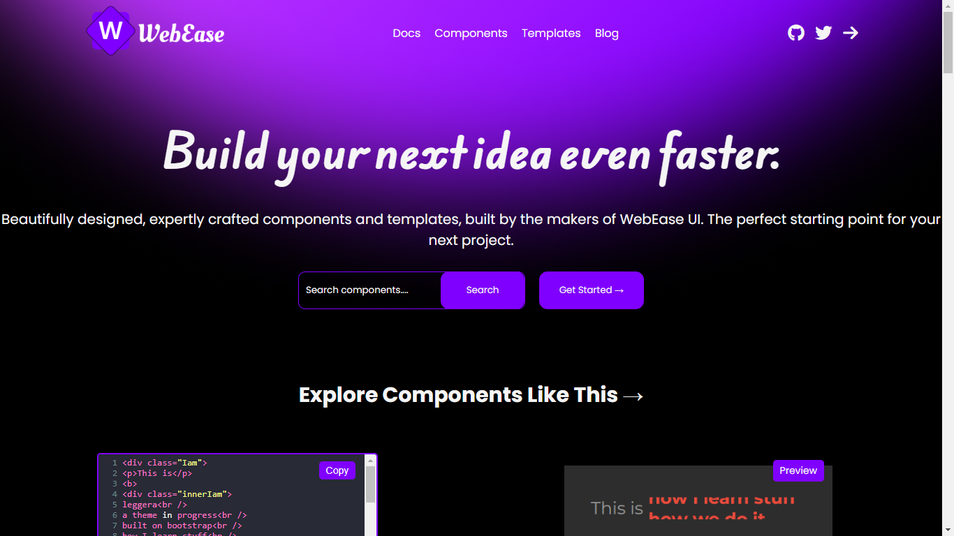 WebEase UI Screenshot